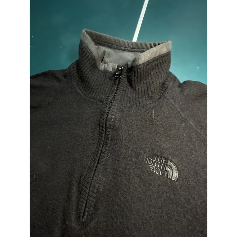 The North Face Sweater Men's Medium Black Wool Cotton‎ Blend 1/4 Zip Mock Next